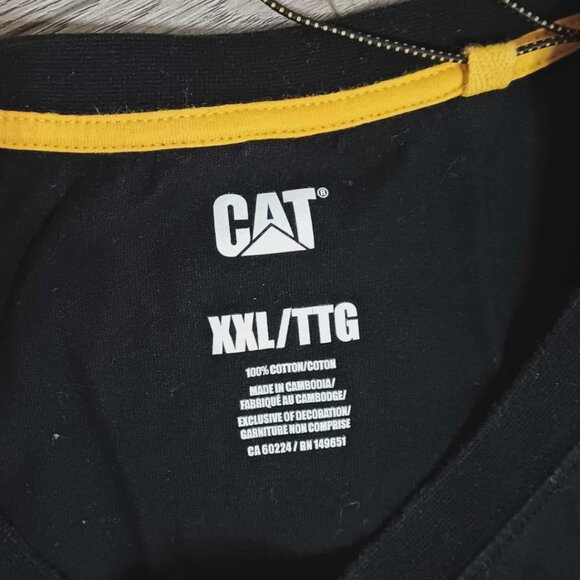 Men's CAT Black XXL Long Sleeve T-Shirt Lightweight Workwear - Picture 5 of 6